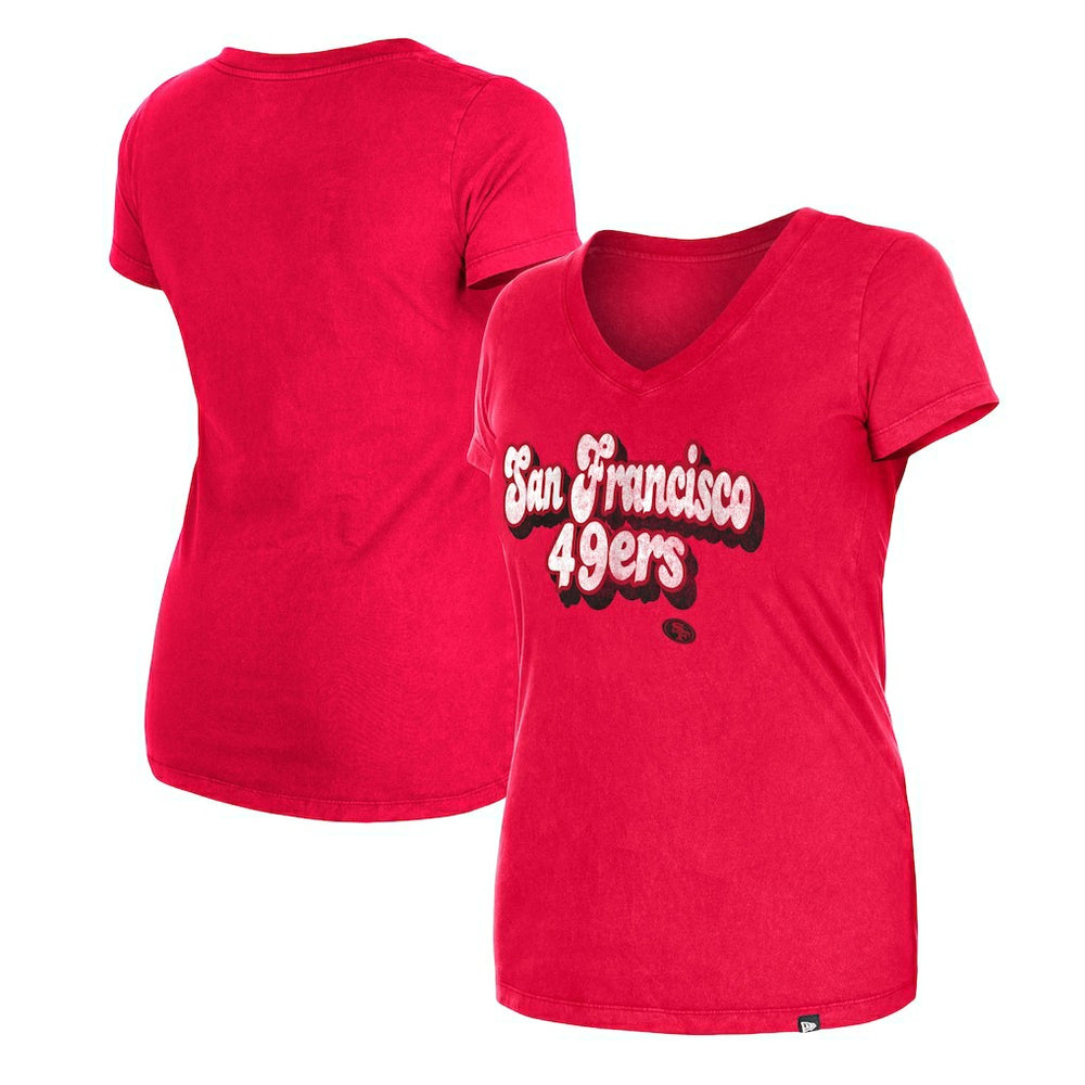 San Francisco 49ers New Era Women's Enzyme Wash Low V-Neck T-Shirt