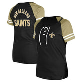 New Orleans Saints New Era Women's Lace-Up Raglan T-Shirt