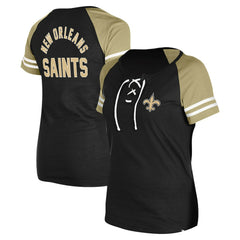 New Orleans Saints New Era Women's Lace-Up Raglan T-Shirt