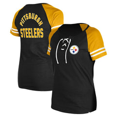Pittsburgh Steelers New Era Women's Lace-Up Raglan T-Shirt