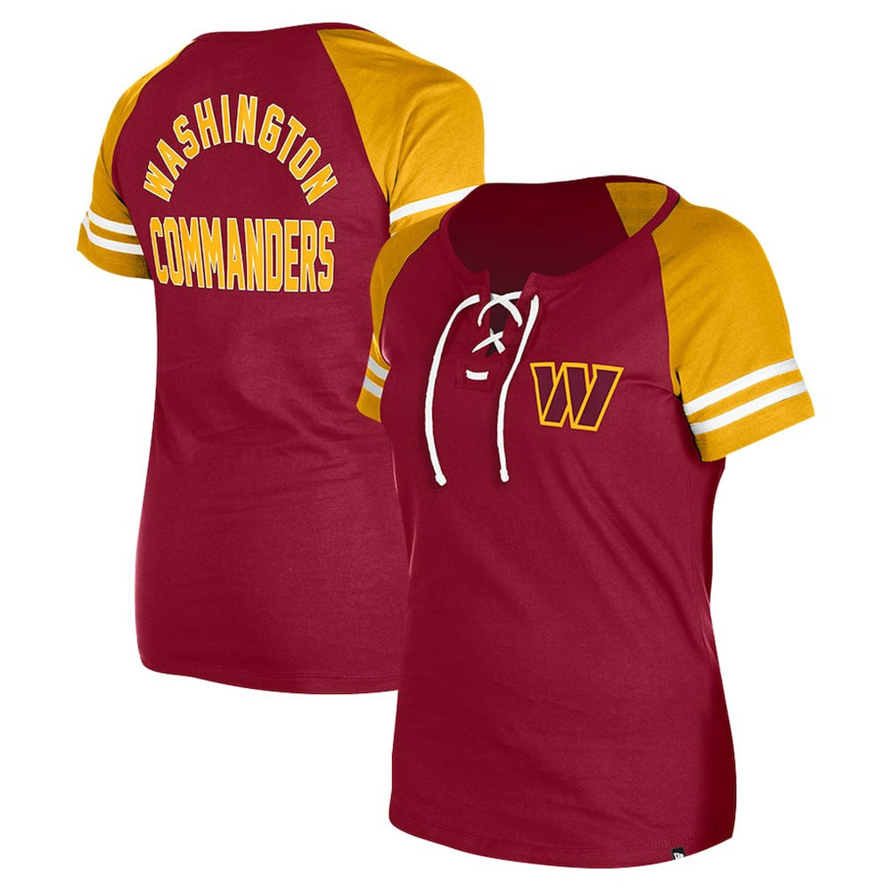 Washington Commanders New Era Women's Lace-Up Raglan T-Shirt