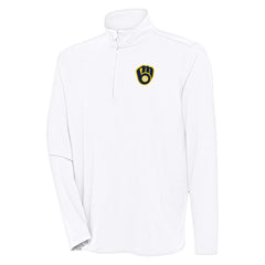 Milwaukee Brewers Antigua Hunk Quarter-Zip Pullover Top | MLB New