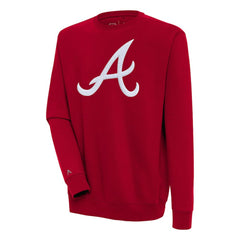 Atlanta Braves Antigua Victory Crewneck Chenille Pullover Sweatshirt | MLB Shop