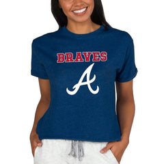 Atlanta Braves Concepts Sport Women's Tri-Blend Mainstream Terry Short Sleeve Sweatshirt Top | MLB Shop