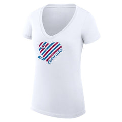 Colorado Avalanche G-III 4Her by Carl Banks Women's Super-Slim Fit Lightweight Heart V-Neck T-Shirt Sale