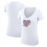 New York Rangers G-III 4Her by Carl Banks Women's Super-Slim Fit Lightweight Heart V-Neck T-Shirt On Sale