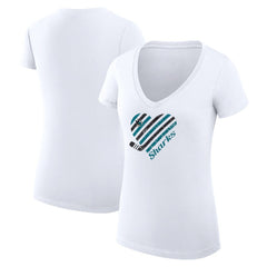 San Jose Sharks G-III 4Her by Carl Banks Women's Super-Slim Fit Lightweight Heart V-Neck T-Shirt Outlet