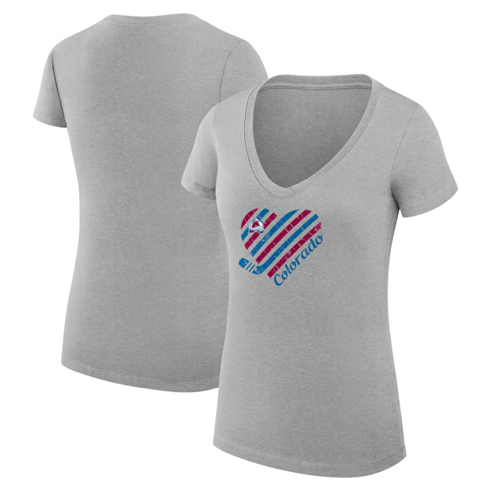 Colorado Avalanche G-III 4Her by Carl Banks Women's Super-Slim Fit Lightweight Heart V-Neck T-Shirt Discount