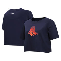 Boston Red Sox Pro Standard Women's Painted Sky Boxy Cropped T-Shirt | MLB US