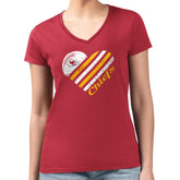 Kansas City Chiefs G-III 4Her by Carl Banks Women's Super-Slim Fit Lightweight Heart Graphic V-Neck T-Shirt