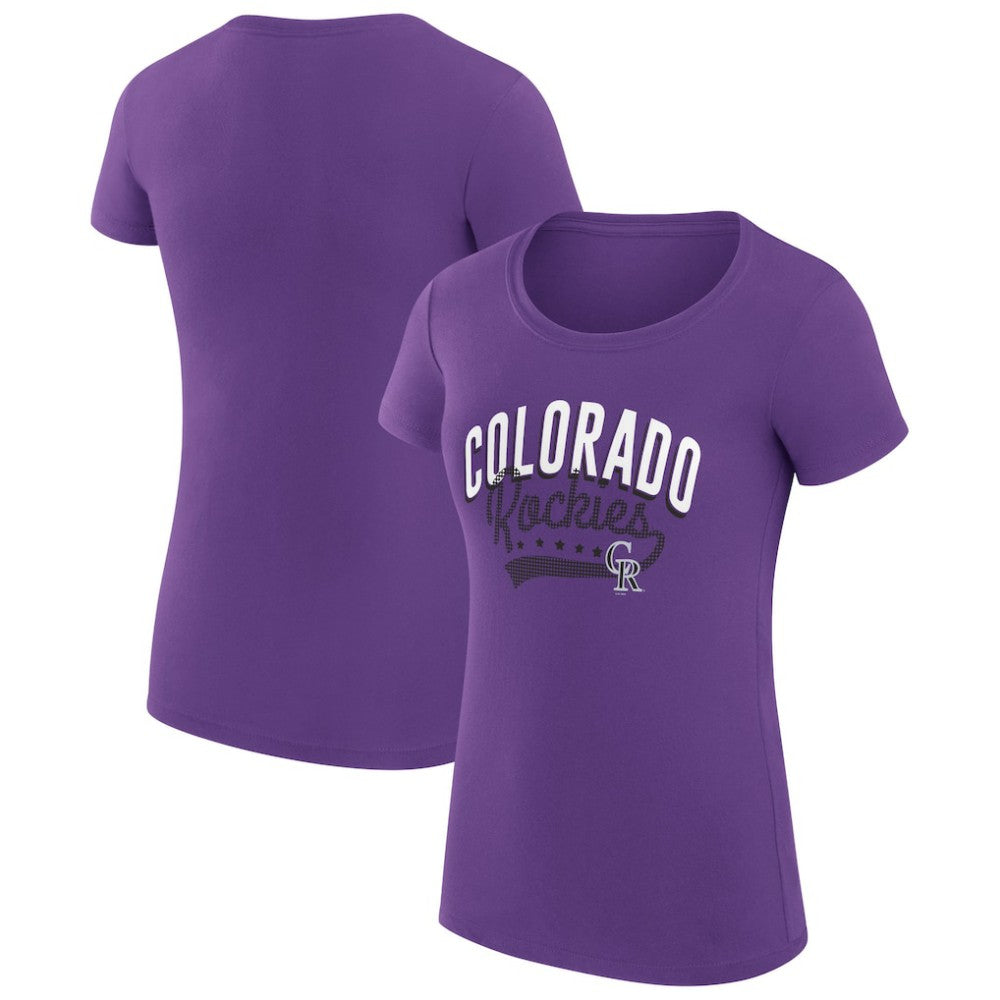 Colorado Rockies G-III 4Her by Carl Banks Women's Super-Slim Fit Lightweight Filigree Team T-Shirt | MLB Shop