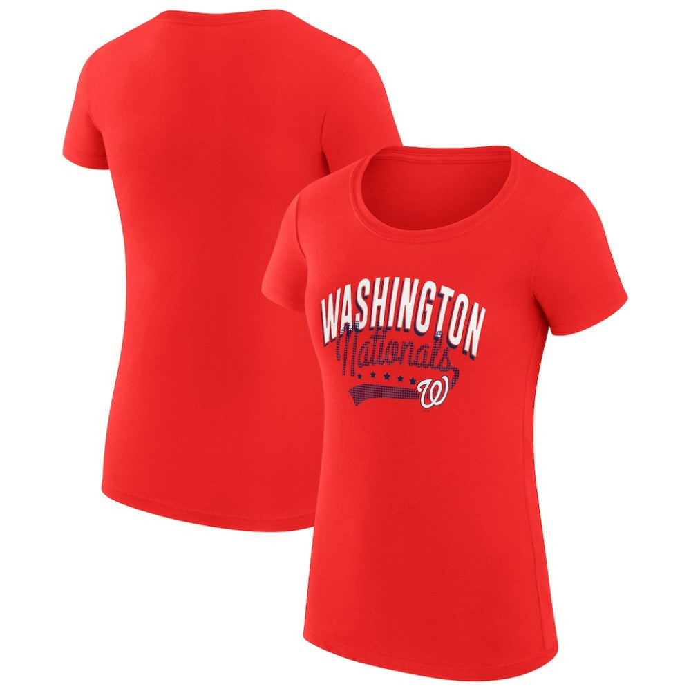 Washington Nationals G-III 4Her by Carl Banks Women's Super-Slim Fit Lightweight Filigree Team T-Shirt | MLB Sale