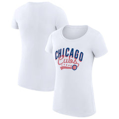 Chicago Cubs G-III 4Her by Carl Banks Women's Super-Slim Fit Lightweight Filigree Team T-Shirt | MLB US