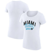 Miami Marlins G-III 4Her by Carl Banks Women's Super-Slim Fit Lightweight Filigree Team T-Shirt | MLB New