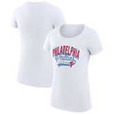 Philadelphia Phillies G-III 4Her by Carl Banks Women's Super-Slim Fit Lightweight Filigree Team T-Shirt | MLB For sale