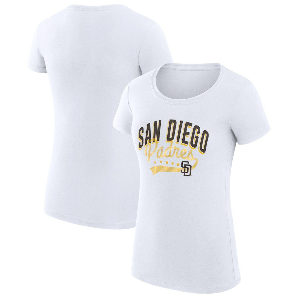 San Diego Padres G-III 4Her by Carl Banks Women's Super-Slim Fit Lightweight Filigree Team T-Shirt | MLB On Sale