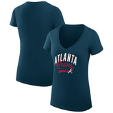Atlanta Braves G-III 4Her by Carl Banks Women's Super-Slim Fit Lightweight Filigree Team V-Neck T-Shirt | MLB US