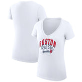 Boston Red Sox G-III 4Her by Carl Banks Women's Super-Slim Fit Lightweight Filigree Team V-Neck T-Shirt | MLB Shop