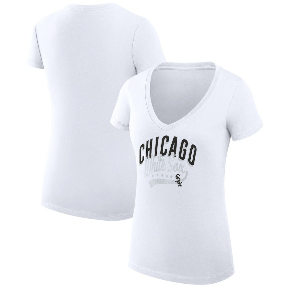 Chicago White Sox G-III 4Her by Carl Banks Women's Super-Slim Fit Lightweight Filigree Team V-Neck T-Shirt | MLB Near me
