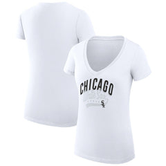 Chicago White Sox G-III 4Her by Carl Banks Women's Super-Slim Fit Lightweight Filigree Team V-Neck T-Shirt | MLB Near me