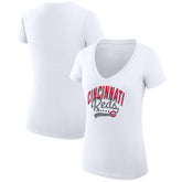 Cincinnati Reds G-III 4Her by Carl Banks Women's Super-Slim Fit Lightweight Filigree Team V-Neck T-Shirt | MLB For sale