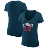 Cleveland Guardians G-III 4Her by Carl Banks Women's Super-Slim Fit Lightweight Filigree Team V-Neck T-Shirt | MLB Sale
