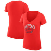 Cleveland Guardians G-III 4Her by Carl Banks Women's Super-Slim Fit Lightweight Filigree Team V-Neck T-Shirt | MLB Discount