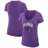 Colorado Rockies G-III 4Her by Carl Banks Women's Super-Slim Fit Lightweight Filigree Team V-Neck T-Shirt | MLB On Sale