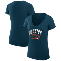 Houston Astros G-III 4Her by Carl Banks Women's Super-Slim Fit Lightweight Filigree Team V-Neck T-Shirt | MLB Near me