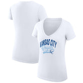 Kansas City Royals G-III 4Her by Carl Banks Women's Super-Slim Fit Lightweight Filigree Team V-Neck T-Shirt | MLB Sale