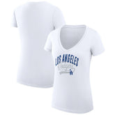 Los Angeles Dodgers G-III 4Her by Carl Banks Women's Super-Slim Fit Lightweight Filigree Team V-Neck T-Shirt | MLB Discount