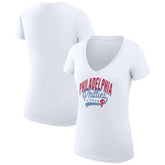 Philadelphia Phillies G-III 4Her by Carl Banks Women's Super-Slim Fit Lightweight Filigree Team V-Neck T-Shirt | MLB Near me