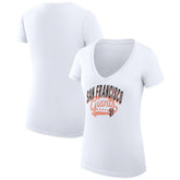 San Francisco Giants G-III 4Her by Carl Banks Women's Super-Slim Fit Lightweight Filigree Team V-Neck T-Shirt | MLB Shop