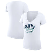 Seattle Mariners G-III 4Her by Carl Banks Women's Super-Slim Fit Lightweight Filigree Team V-Neck T-Shirt | MLB Near me