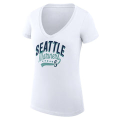 Seattle Mariners G-III 4Her by Carl Banks Women's Super-Slim Fit Lightweight Filigree Team V-Neck T-Shirt | MLB Near me