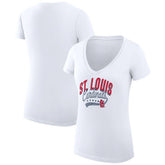 St. Louis Cardinals G-III 4Her by Carl Banks Women's Super-Slim Fit Lightweight Filigree Team V-Neck T-Shirt | MLB New