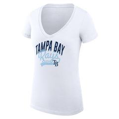 Tampa Bay Rays G-III 4Her by Carl Banks Women's Super-Slim Fit Lightweight Filigree Team V-Neck T-Shirt | MLB New