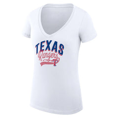 Texas Rangers G-III 4Her by Carl Banks Women's Super-Slim Fit Lightweight Filigree Team V-Neck T-Shirt | MLB Online