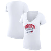 Washington Nationals G-III 4Her by Carl Banks Women's Super-Slim Fit Lightweight Filigree Team V-Neck T-Shirt | MLB For sale
