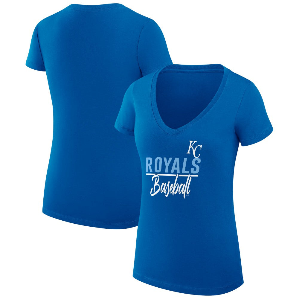 Kansas City Royals G-III 4Her by Carl Banks Women's Super-Slim Fit Lightweight Team Graphic V-Neck T-Shirt | MLB Discount