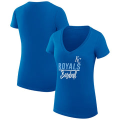 Kansas City Royals G-III 4Her by Carl Banks Women's Super-Slim Fit Lightweight Team Graphic V-Neck T-Shirt | MLB Discount