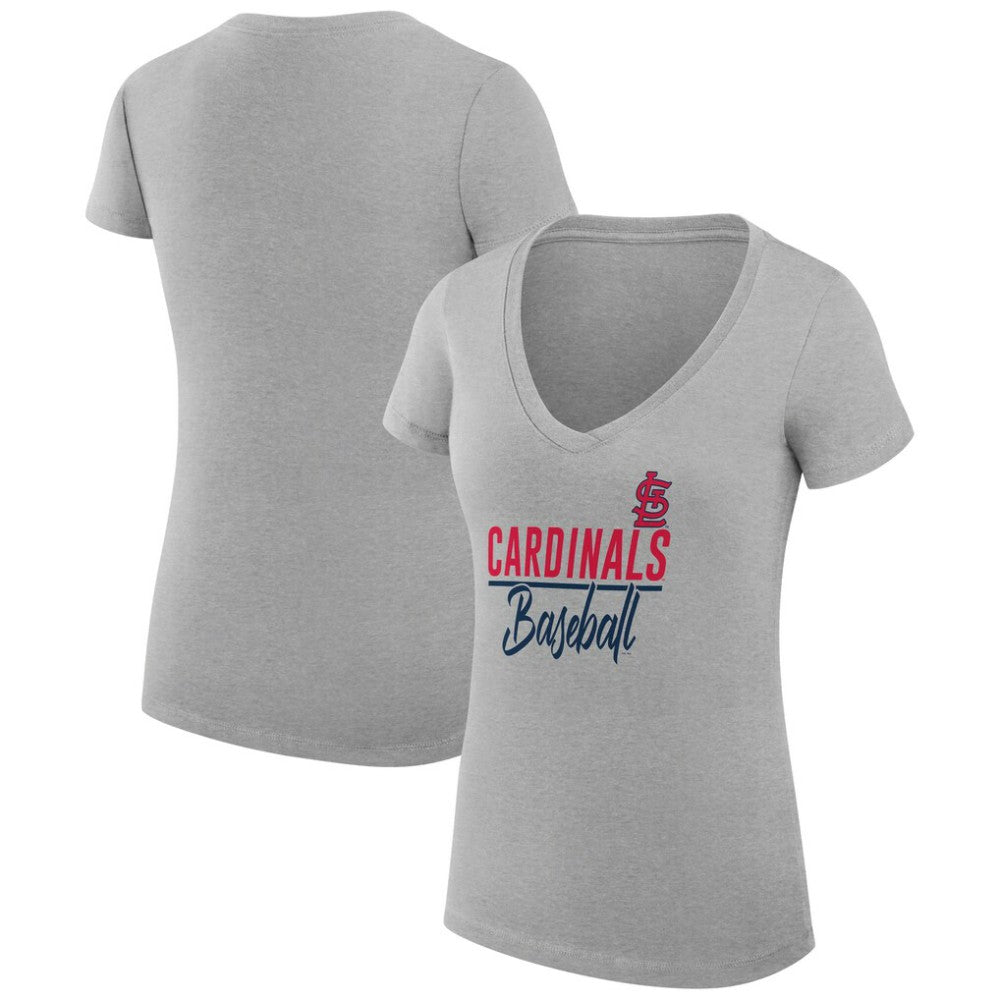 St. Louis Cardinals G-III 4Her by Carl Banks Women's Super-Slim Fit Lightweight Team Graphic V-Neck T-Shirt | MLB Online