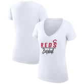 Cincinnati Reds G-III 4Her by Carl Banks Women's Super-Slim Fit Lightweight Team Graphic V-Neck T-Shirt | MLB New