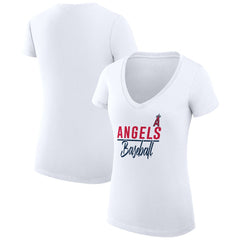 Los Angeles Angels G-III 4Her by Carl Banks Women's Super-Slim Fit Lightweight Team Graphic V-Neck T-Shirt | MLB For sale