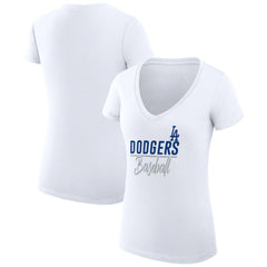 Los Angeles Dodgers G-III 4Her by Carl Banks Women's Super-Slim Fit Lightweight Team Graphic V-Neck T-Shirt | MLB On Sale