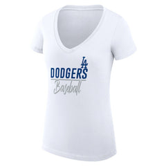 Los Angeles Dodgers G-III 4Her by Carl Banks Women's Super-Slim Fit Lightweight Team Graphic V-Neck T-Shirt | MLB On Sale