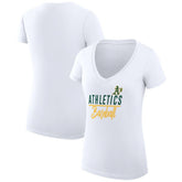 Athletics G-III 4Her by Carl Banks Women's Super-Slim Fit Lightweight Team Graphic V-Neck T-Shirt | MLB New