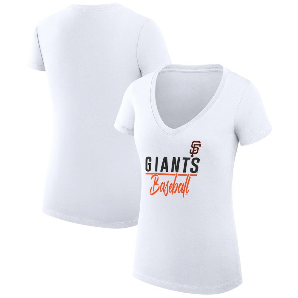 San Francisco Giants G-III 4Her by Carl Banks Women's Super-Slim Fit Lightweight Team Graphic V-Neck T-Shirt | MLB Shop