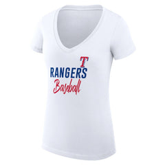 Texas Rangers G-III 4Her by Carl Banks Women's Super-Slim Fit Lightweight Team Graphic V-Neck T-Shirt | MLB New