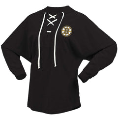 Boston Bruins Fanatics Women's Jersey Lace-Up V-Neck Long Sleeve Hoodie T-Shirt Discount